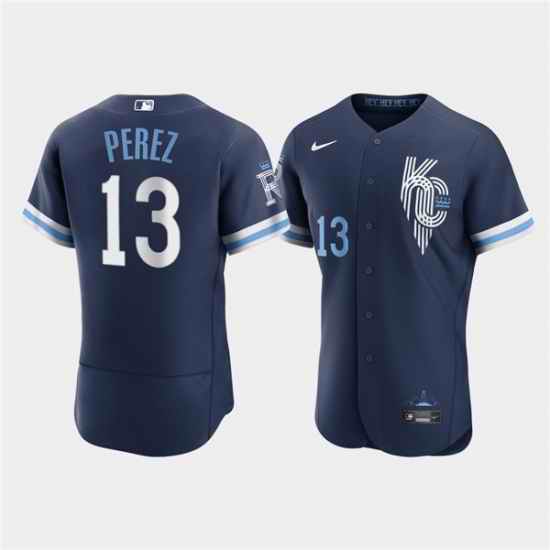 Men Kansas City Royals #13 Salvador Perez 2022 Navy City Connect Flex Base Stitched MLB jersey->kansas city royals->MLB Jersey