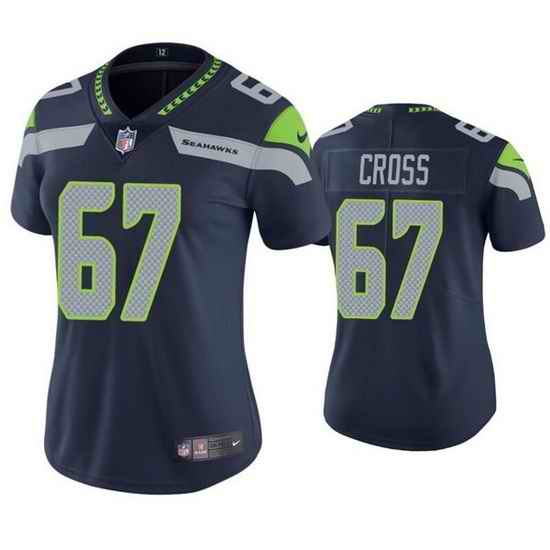 Women Seattle Seahawks #67 Charles Cross Navy Untouchable Limited Stitched Jersey 28Run Small 2->women nfl jersey->Women Jersey