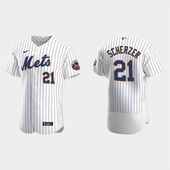 Men New York Mets #21 Max Scherzer White Flex Base Stitched jersey->new york mets->MLB Jersey