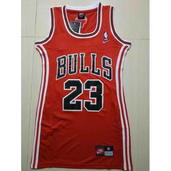 Women Chicago Bulls #23 Michael Jordan Dress Stitched Jersey Red->nba women dress jersey->NBA Jersey