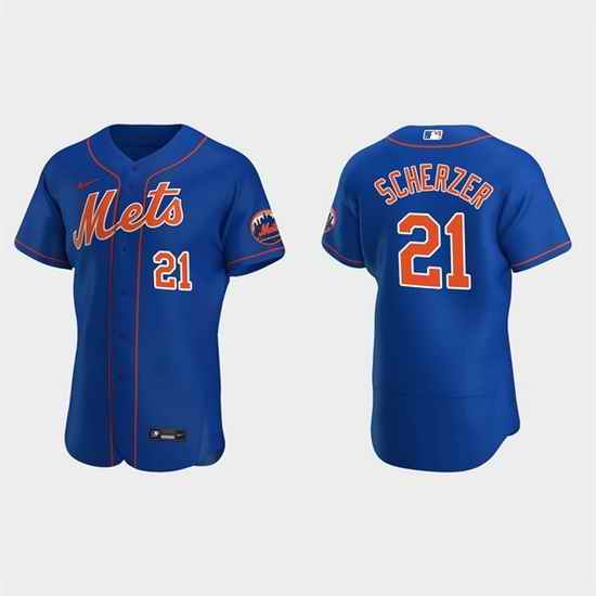 Men New York Mets #21 Max Scherzer Royal Flex Base Stitched jersey->new york mets->MLB Jersey