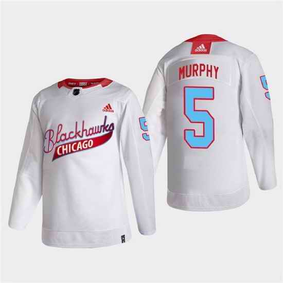 Men Chicago Blackhawks #5 Connor Murphy 2022 Community Night White Stitched jersey->carolina hurricanes->NHL Jersey