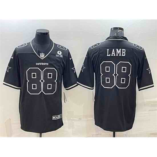 Men Dallas Cowboys #88 CeeDee Lamb Black With 1960 Patch Limited Stitched Football Jersey->dallas cowboys->NFL Jersey