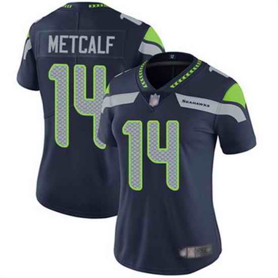 Women Seattle Seahawks #14 D K  Metcalf Navy Vapor Untouchable Stitched Jersey->women nfl jersey->Women Jersey