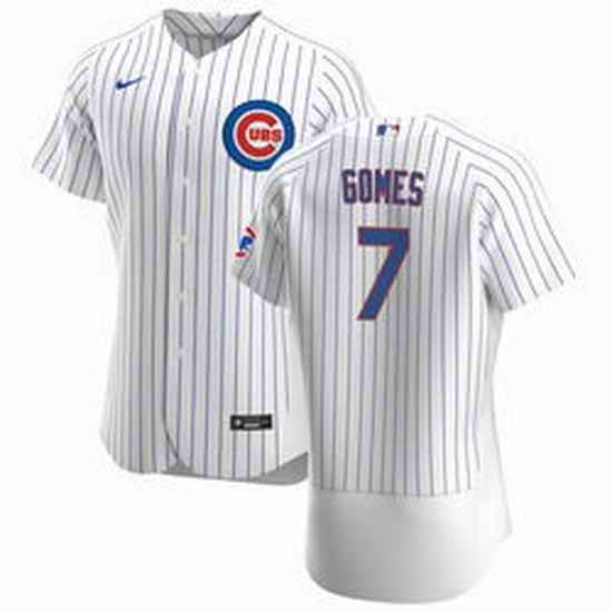 Men Chicago Cubs 7Yan Gomes White Flex Base Stitched jersey->chicago cubs->MLB Jersey