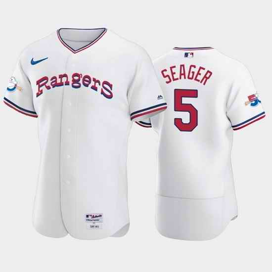 Men Texas Rangers #5 Corey Seager White 50th Anniversary Throwback Flex Base Stitched Jerse->tampa bay rays->MLB Jersey