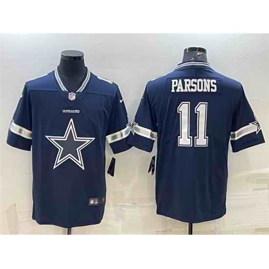 Men Dallas Cowboys #11 Micah Parsons Navy Team Big Logo Limited Stitched Jersey->dallas cowboys->NFL Jersey