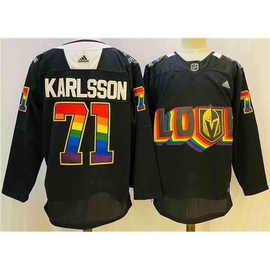 Men Vegas Golden Knights #71 William Karlsson 2022 Black Pride Night Stitched Jersey->columbus blue jackets->NHL Jersey