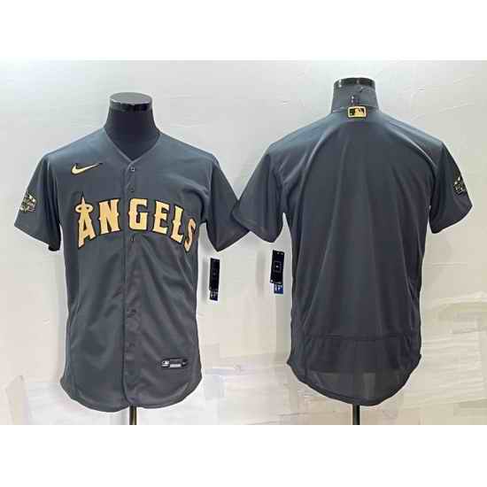 Men Los Angeles Angels Blank 2022 All Star Charcoal Flex Base Stitched Jersey->los angeles dodgers->MLB Jersey