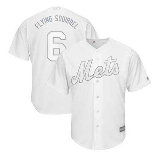 Men New York Mets #6 Jeff McNeil Flying Squirrel White Cool Base Stitched Baseball jersey->new york mets->MLB Jersey