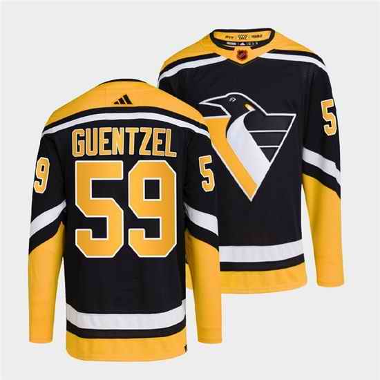 Men Pittsburgh Penguins #59 Jake Guentzel Black 2022 Reverse Retro Stitched Jersey->philadelphia flyers->NHL Jersey