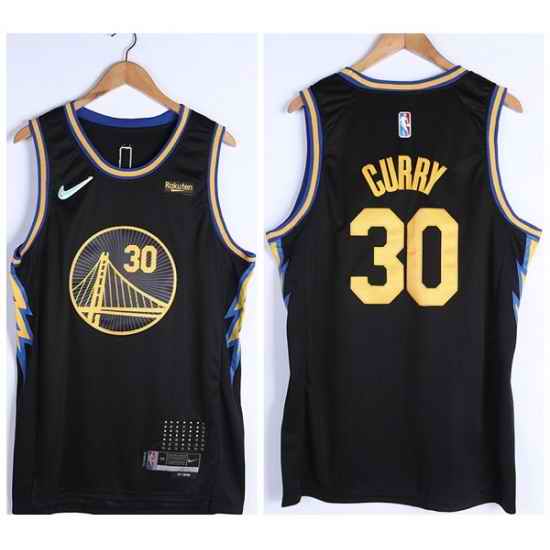 Men Golden State Warriors #30 Stephen Curry 75th Anniversary Black Stitched Basketball Jersey->golden state warriors->NBA Jersey