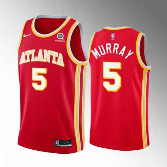 Men Atlanta Hawks #5 Dejounte Murray Red Stitched Jersey->indiana pacers->NBA Jersey
