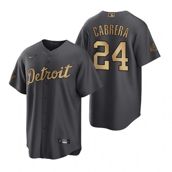 Men Detroit Tigers #24 Miguel Cabrera 2022 All Star Charcoal Base Base Stitched Jersey->2022 all star->MLB Jersey