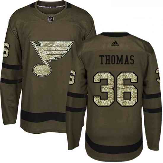 Youth Adidas St Louis Blues #36 Robert Thomas Premier Green Salute to Service NHL Jersey->youth nhl jersey->Youth Jersey
