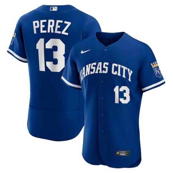 Men Kansas City Royals #13 Salvador Perez Blue Flex Base Stitched Jersey->kansas city royals->MLB Jersey