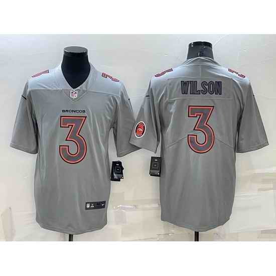 Men Denver Broncos #3 Russell Wilson Grey Atmosphere Fashion Stitched Jersey->denver broncos->NFL Jersey