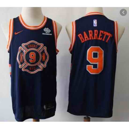 Youth New York Knicks #9 R.J. Barrett Navy City Edition Jersey->youth nba jersey->Youth Jersey