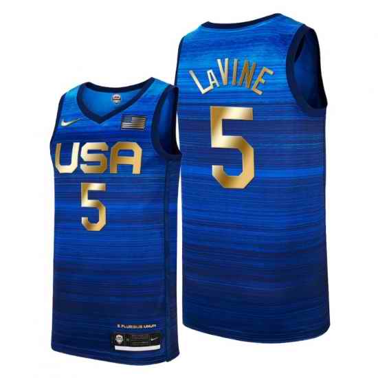 USA Dream Team #5 Zach LaVine 2021 Tokyo Olymipcs Nike Basketball Jersey Blue->washington wizards->NBA Jersey