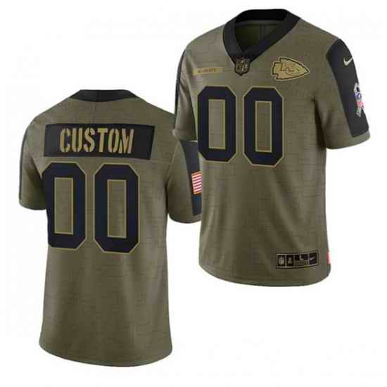 Men Women Youth Toddler  Kansas City Chiefs ACTIVE PLAYER Custom 2021 Olive Salute To Service Limited Stitched Jersey->customized nfl jersey->Custom Jersey