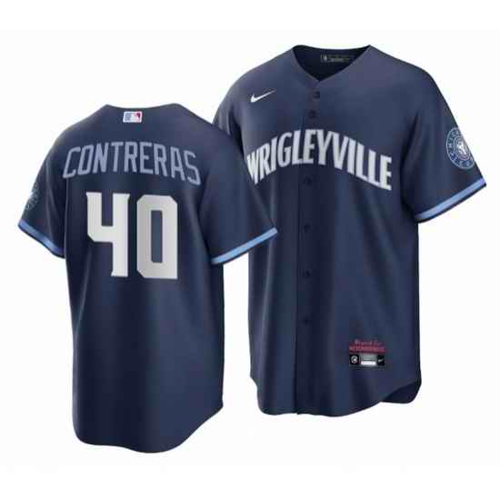 Men Chicago Cubs #40 Willson Contreras Navy City Connect Stitched Jersey->chicago white sox->MLB Jersey