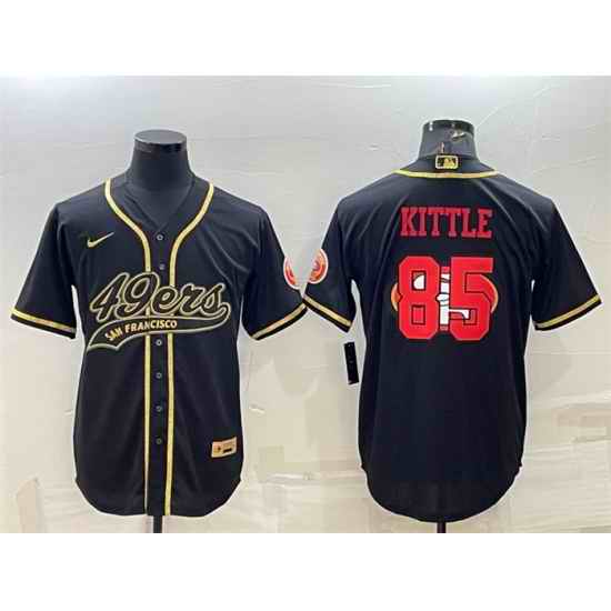 Men San Francisco 49ers #85 George Kittle Black Gold Team Big Logo With Patch Cool Base Stitched Baseball Jersey->seattle seahawks->NFL Jersey