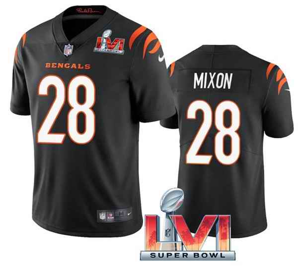 Nike Bengals #28 Joe Mixon Black 2022 Super Bowl LVI Vapor Limited Jersey->cincinnati bengals->NFL Jersey