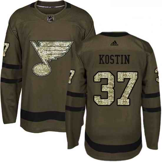 Youth Adidas St Louis Blues #37 Klim Kostin Authentic Green Salute to Service NHL Jersey->youth nhl jersey->Youth Jersey