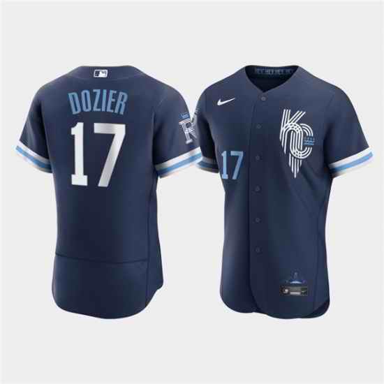 Men Kansas City Royals #17 Hunter Dozier 2022 Navy City Connect Flex Base Stitched MLB jersey->kansas city royals->MLB Jersey