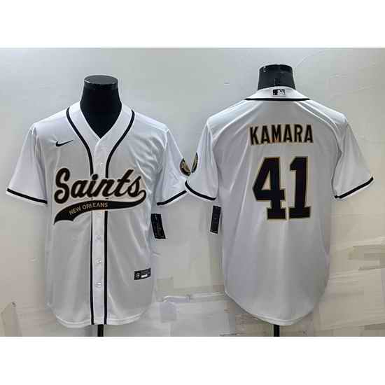 Men New Orleans Saints #41 Alvin Kamara White Stitched MLB Cool Base Nike Baseball Jersey->new orleans saints->NFL Jersey