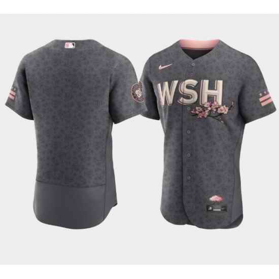 Men Washington Nationals Blank 2022 Grey City Connect Cherry Blossom Flex Base Stitched MLB jersey->houston astros->MLB Jersey