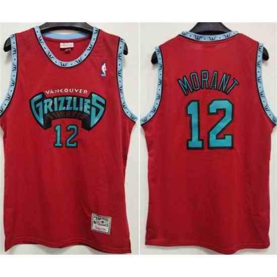 Men Memphis Grizzlies #12 Ja Morant Red Stitched Jersey->new york knicks->NBA Jersey