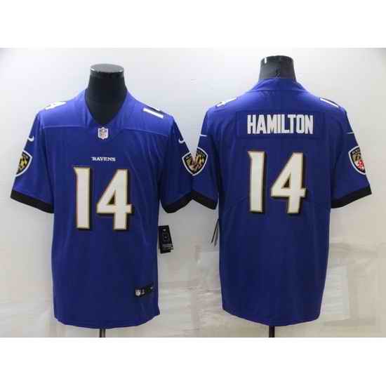 Men Baltimore Ravens #14 Kyle Hamilton Purple Vapor Untouchable Limited Stitched jersey->baltimore ravens->NFL Jersey