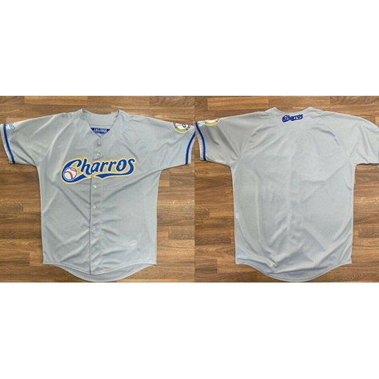 Men Charros De Jalisco Blank Gray Stitched Baseball Jersey->chicago white sox->MLB Jersey