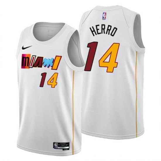 Men's Miami Heat #14 Tyler Herro 2022-23 White City Edition Stitched Jersey->miami heat->NBA Jersey