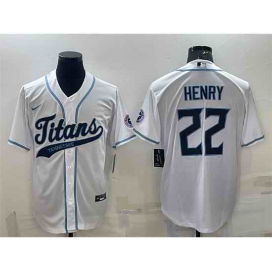 Men Tennessee Titans #22 Derrick Henry White With Patch Cool Base Stitched Baseball Jersey->seattle seahawks->NFL Jersey