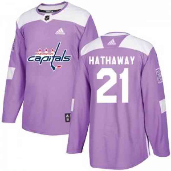 Men Washington Capitals #21 Garnet Hathaway Adidas Authentic Fights Cancer Practice Jersey   Purple->vegas golden knights->NHL Jersey