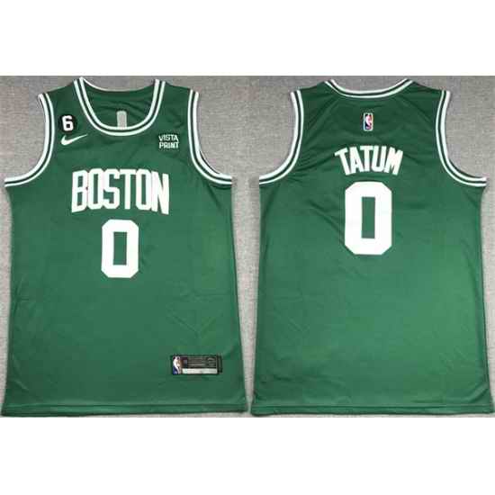 Men Boston Celtics #0 Jayson Tatum Green No 6 Patch Stitched Basketball Jersey->brooklyn nets->NBA Jersey