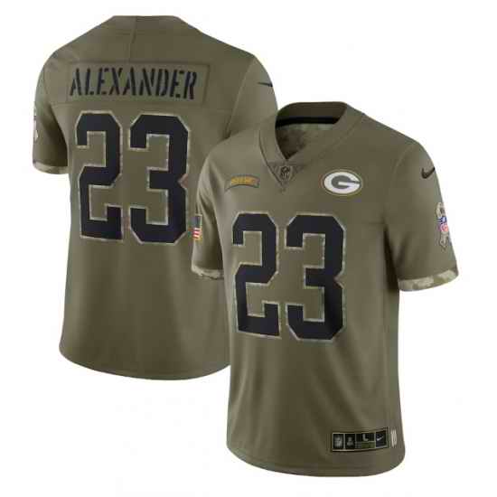 Men Green Bay Packers #23 Jaire Alexander Olive 2022 Salute To Service Limited Stitched Jersey->green bay packers->NFL Jersey