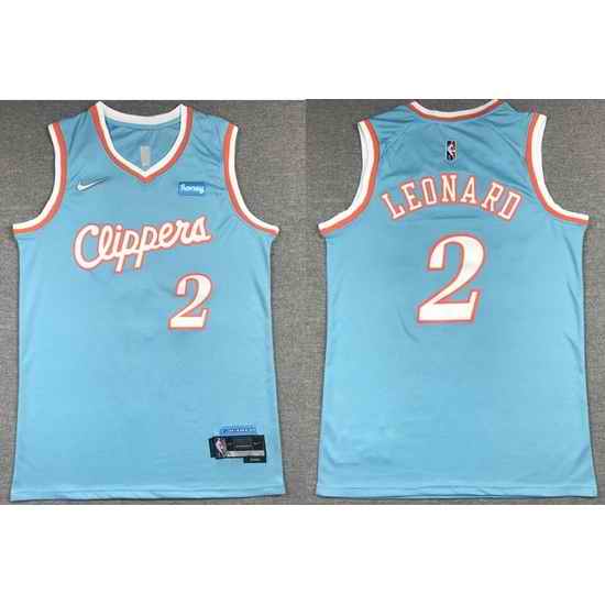 Men Los Angeles Clippers #2 Kawhi Leonard Blue 75th Anniversary 2021 2022 City Edition NBA Jersey->los angeles lakers->NBA Jersey