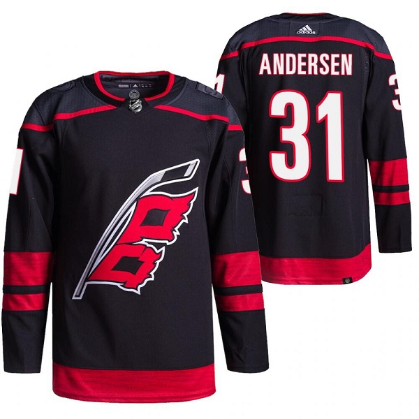 Men's Carolina Hurricanes #31 Frederik Andersen Black Breakaway Alternate Pro Stitched Jersey->anaheim ducks->NHL Jersey