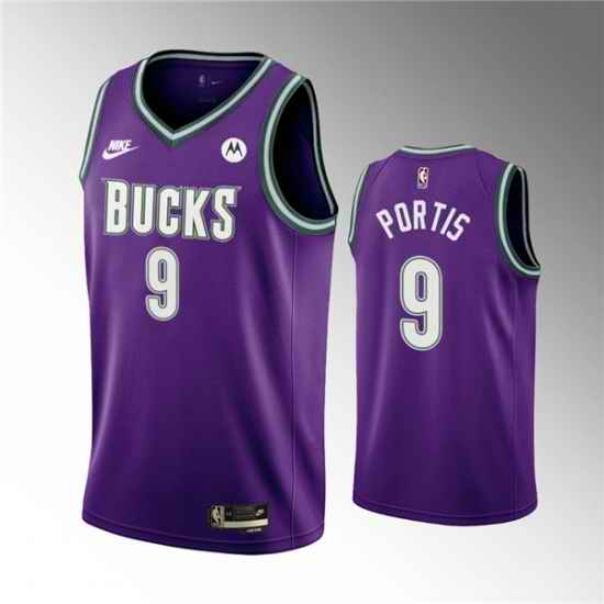 Men Milwaukee Bucks #9 Bobby Portis 2022 23 Purple Classic Edition Swingman Stitched Basketball Jersey->charlotte hornets->NBA Jersey