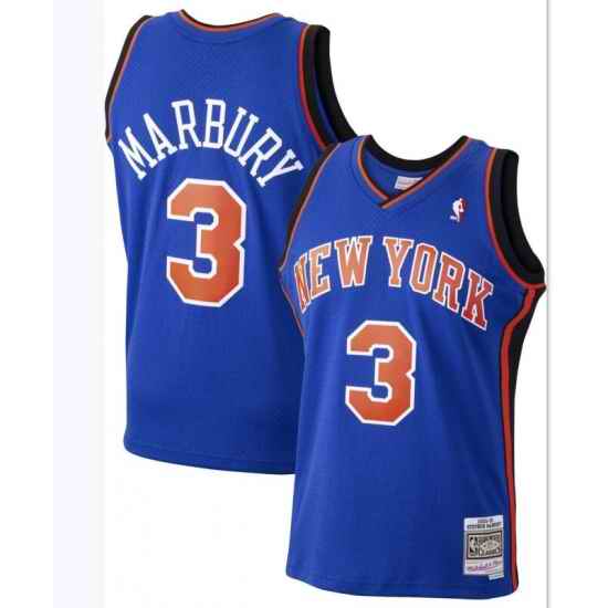 Men New York Knicks Stephon Marbury #6 Mitchell Ness Blue Stitched NBA Jersey->milwaukee bucks->NBA Jersey