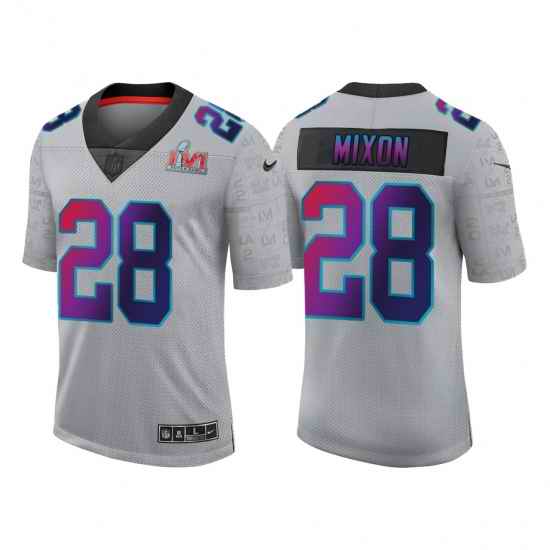 Men Cincinnati Bengals #28 Joe Mixon 2022 Grey Super Bowl LVI Limited Stitched Jersey->cincinnati bengals->NFL Jersey