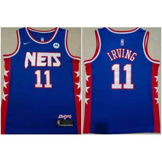 Men Brooklyn Nets #11 Kyrie Irving Blue Stitched Basketball Jersey->brooklyn nets->NBA Jersey