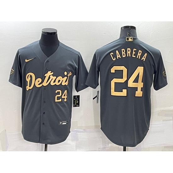 Men Detroit Tigers #24 Miguel Cabrera 2022 All Star Charcoal Cool Base Stitched Jersey->2022 all star->MLB Jersey