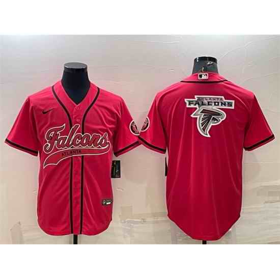 Men Atlanta Falcons Red Team Big Logo With Patch Cool Base Stitched Baseball Jersey->baltimore ravens->NFL Jersey