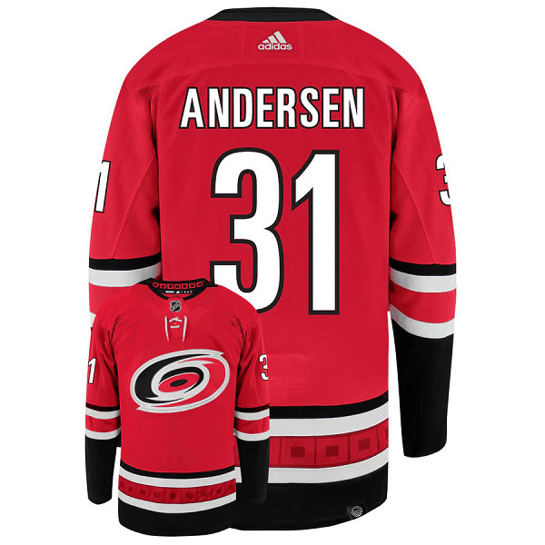 Men's Carolina Hurricanes #31 Frederik Andersen Red Stitched Jersey->anaheim ducks->NHL Jersey