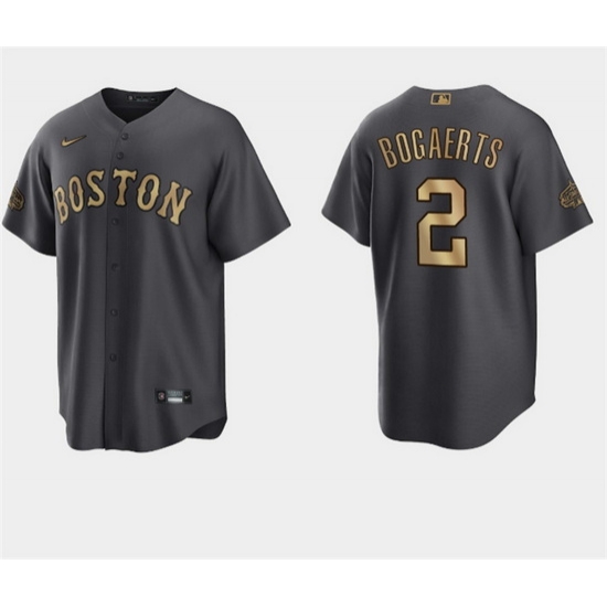 Men Boston Red Sox #2 Xander Bogaerts 2022 All Star Charcoal Cool Base Stitched Jersey->boston red sox->MLB Jersey