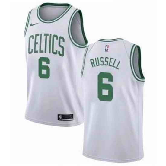 Men Boston Celtics #6 Bill Russell White Stitched Basketball Jersey->charlotte hornets->NBA Jersey
